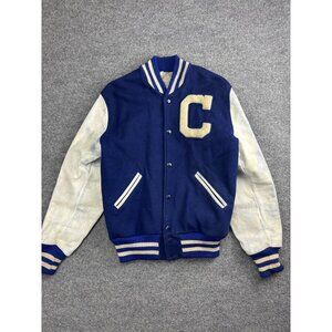 VNTG Lasley Knitting Varsity Letterman Jacket Mens M Blue White C Patch 50s 60s